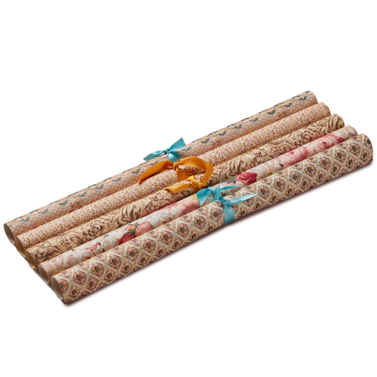 5 Wrapping Papers, 18th Century Romance Print