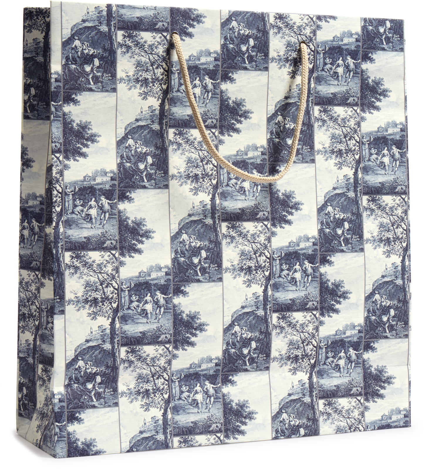 Large Italian Decorative Gift Bag, Blue Pastoral