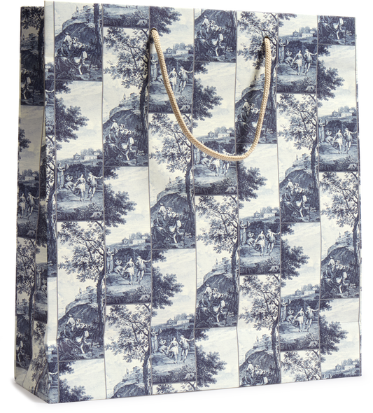 Large Italian Decorative Gift Bag, Blue Pastoral