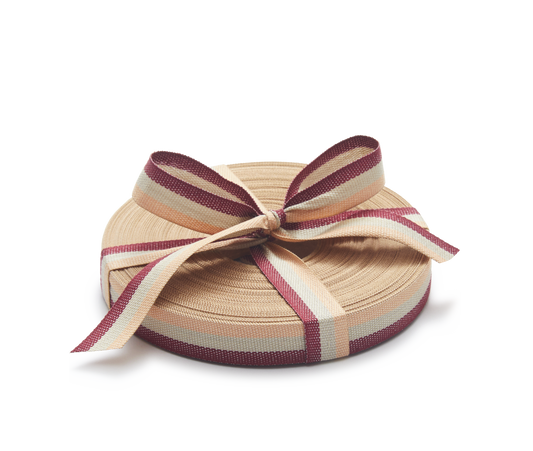 Premium Quality Cotton Ribbon,  Burgundy, 25m roll