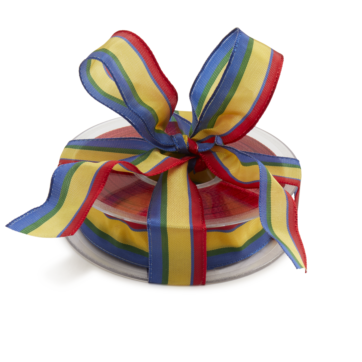 Wired Red Yellow Blue Striped Ribbon, 20m roll